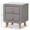 Baxton Studio Jonesy Mid-Century Grey Upholstered 2-Drawer Nightstand 135-7288 - alternate 3